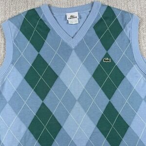 Lacoste Men's 5 (Large) Blue Argyle Diamond Cotton Sweater Vest